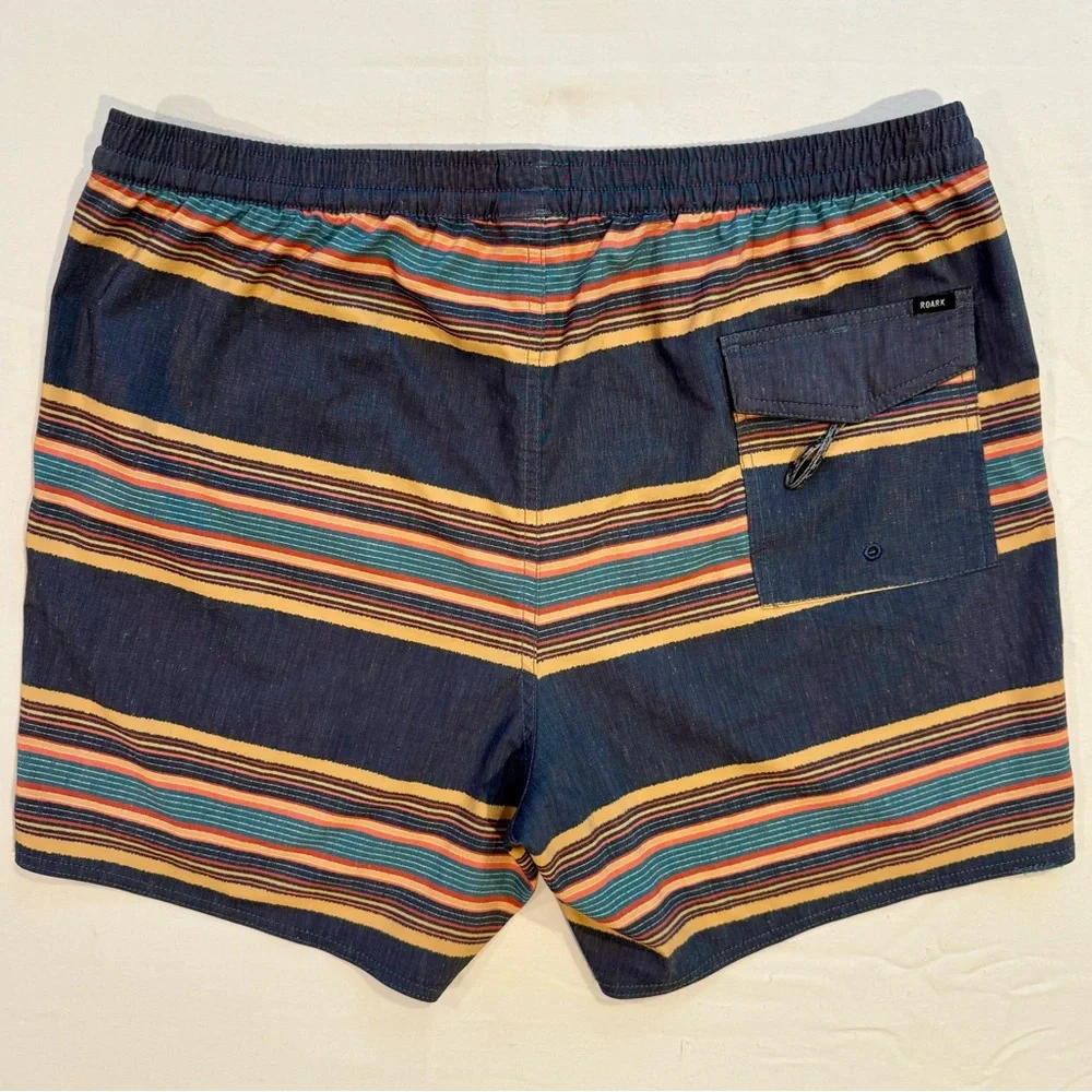 Roark Electric Malam Board Shorts Mens XL Striped Swim Suit Summer Beach Pool
